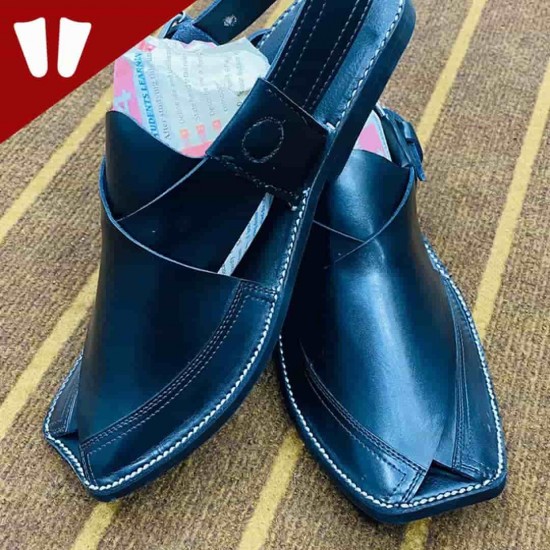 Peshawari Chappal - Pure Leather Peshawari Sandal - Handmade - Black Peshawari Chappal - Pure Leather Peshawari Sandal - Handmade - Black